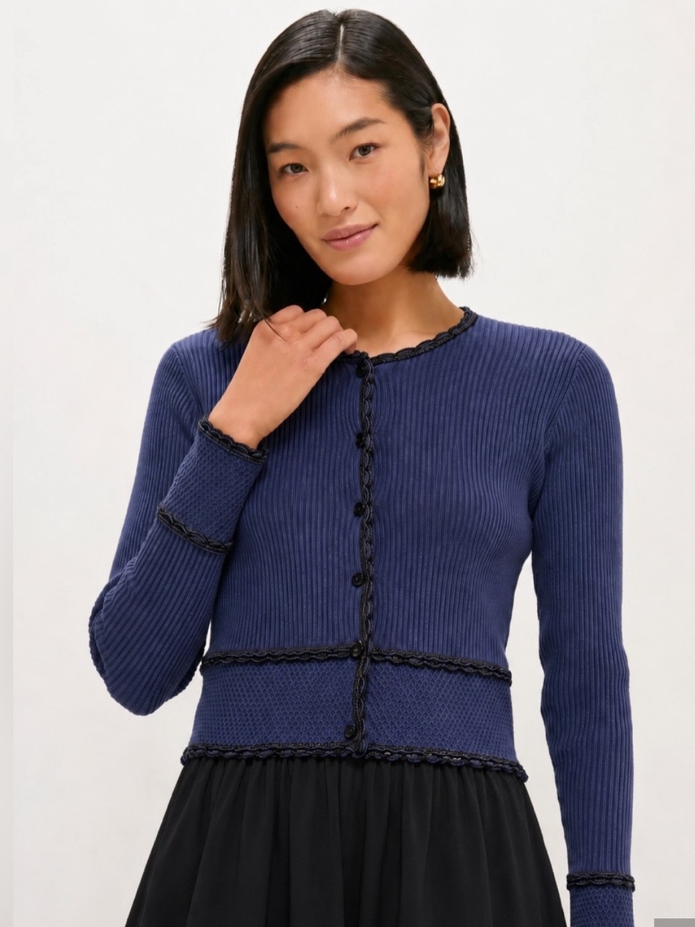 NWT Tuckernuck Navy Ribbed Button-Front Cardigan